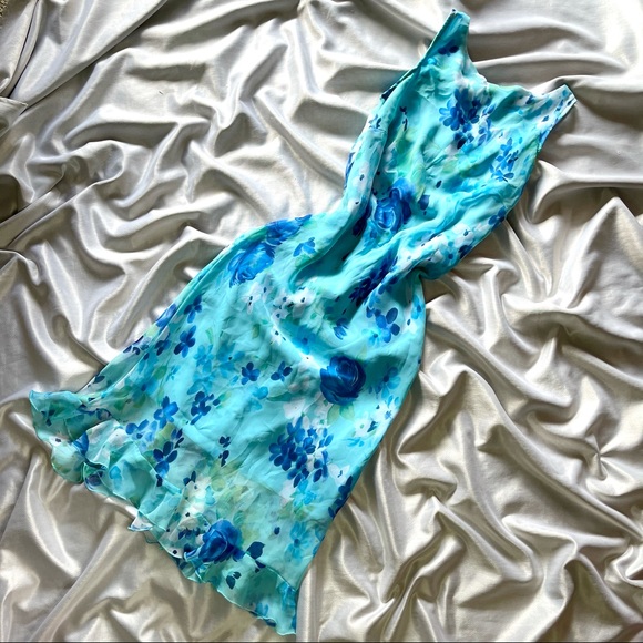 Vintage Dresses & Skirts - SALE ❤️🔥 Rare Vintage 90’s/y2k Slinky Floral Blue Dress